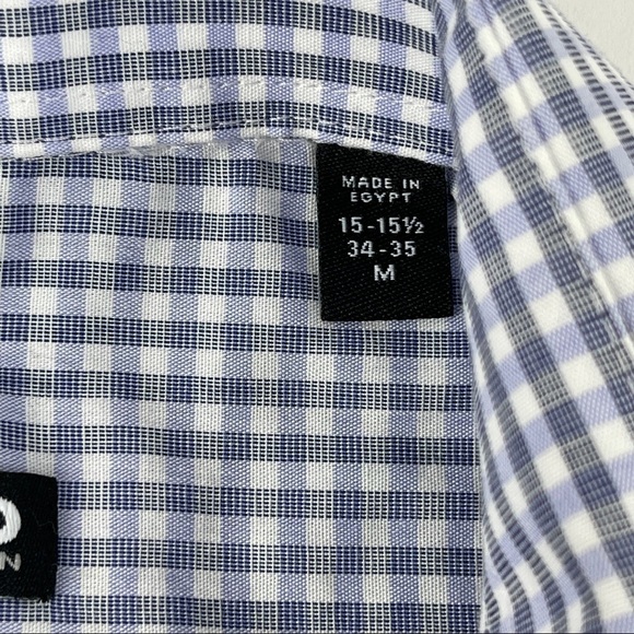 Unlisted Kenneth Cole Button Down Shirt Mens Medium 15-15.5 34-35 Blue Plaid - Picture 3 of 9